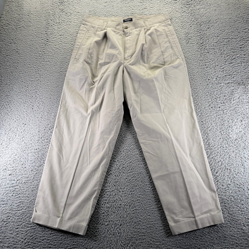 Dockers Pant Men‎ 33x27 Beige Khakis Straight Pleated Travel Workwear Utility